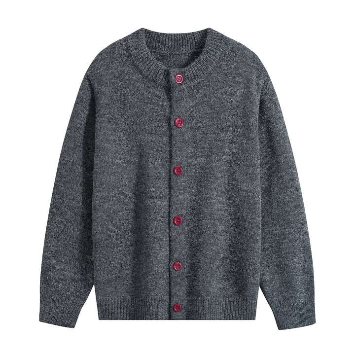 Women's Oversized Cardigan with Round Neck, Ribbed Hem & Contrast Buttons Mune Fashion