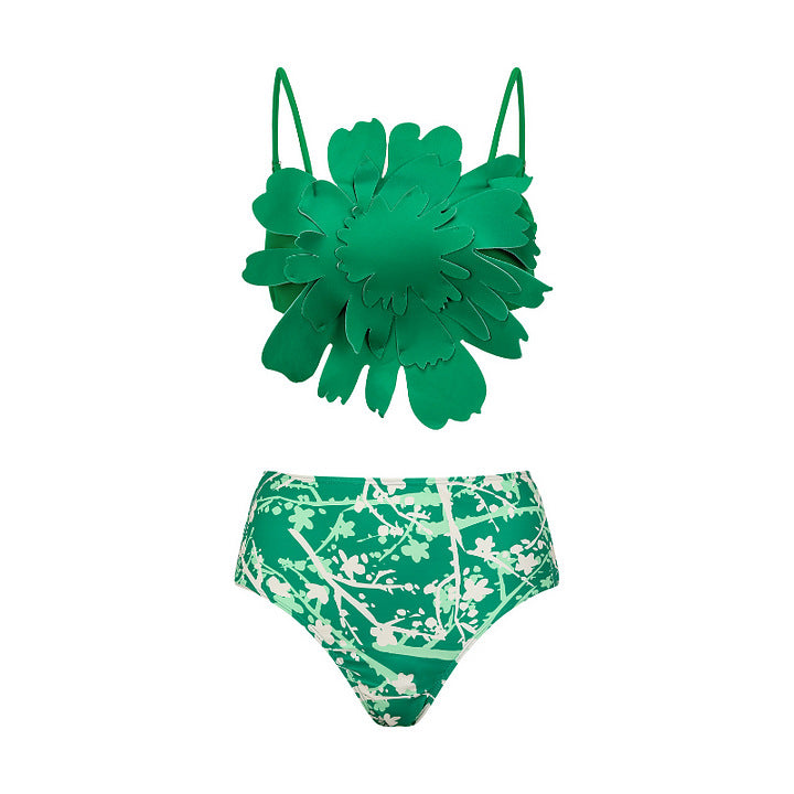 Women's bikini set with special floral decor and long wrap skirt Mune Fashion