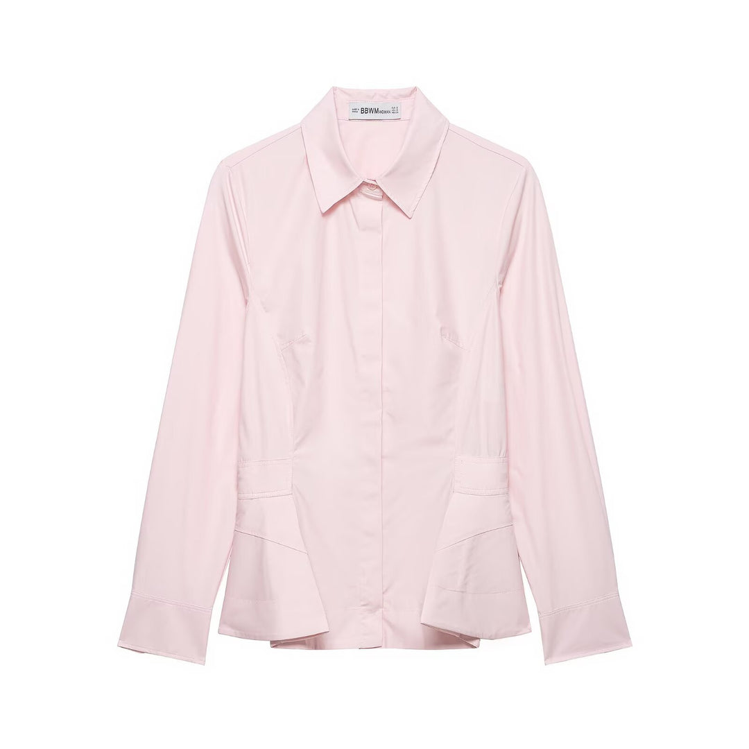 Women's Tailored Shirt Blazer with Concealed Button Placket, Side Pockets and Slim Silhouette Mune Fashion