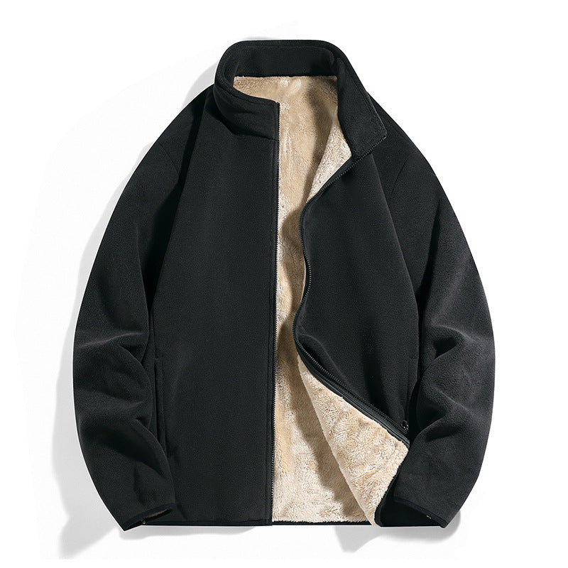 Men's thermal fleece jacket with soft Sherpa lining and stand-up collar Mune Fashion
