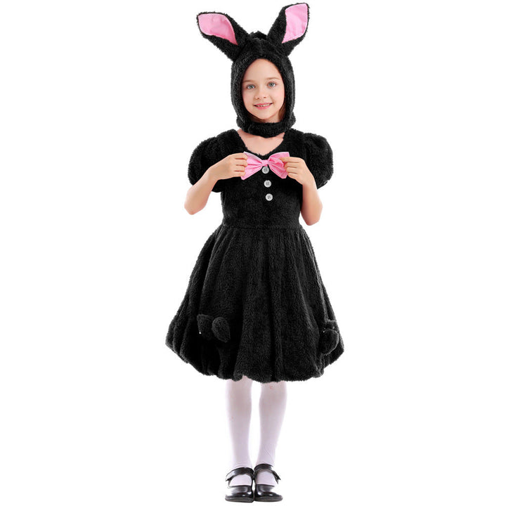 Girls Plush Bunny Costume with Hood and Playful Details Mune Fashion