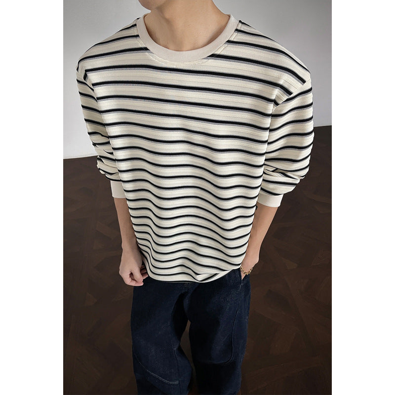 Men's Casual Striped Long Sleeve Shirt Mune Fashion