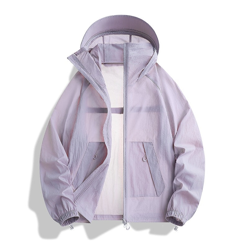 Men's lightweight wind and water-resistant hooded transitional jacket with adjustable hem drawstring and two-way zipper Mune Fashion