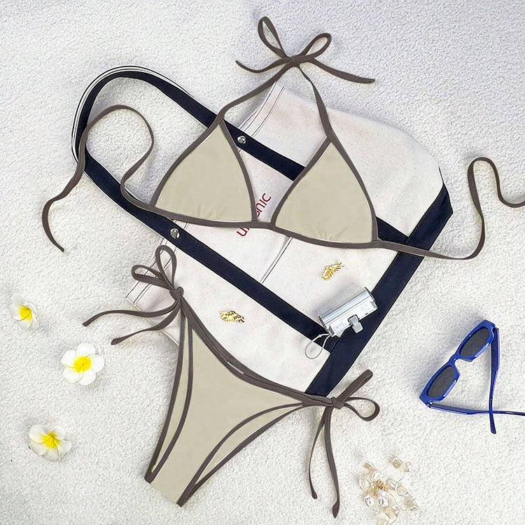 Women’s Triangle Bikini with Contrasting Straps Mune Fashion