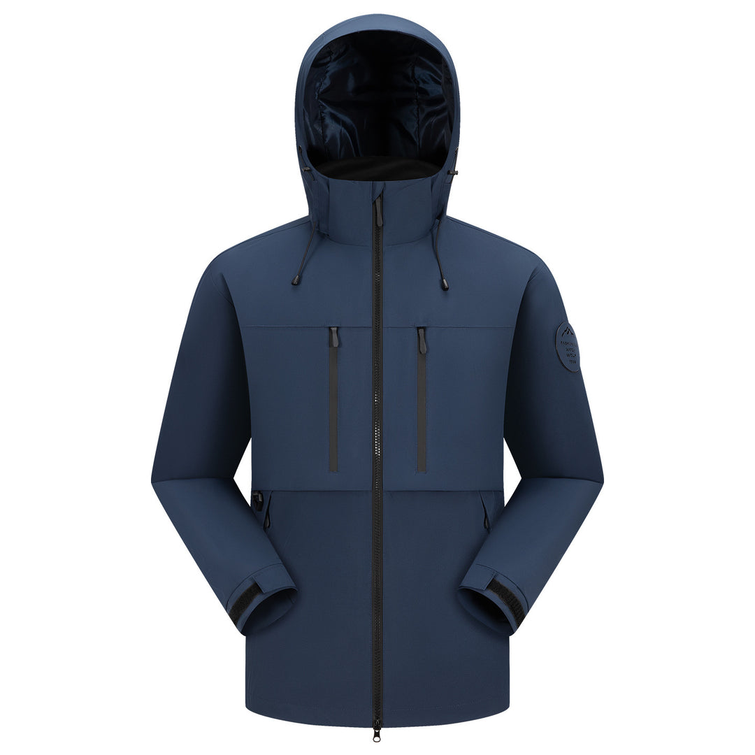 Men's Waterproof Breathable Softshell Outdoor Jacket with Adjustable Hood Mune Fashion