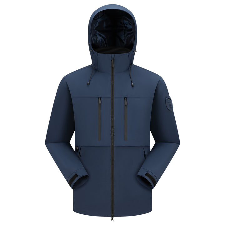 Men's Waterproof Breathable Softshell Outdoor Jacket with Adjustable Hood Mune Fashion