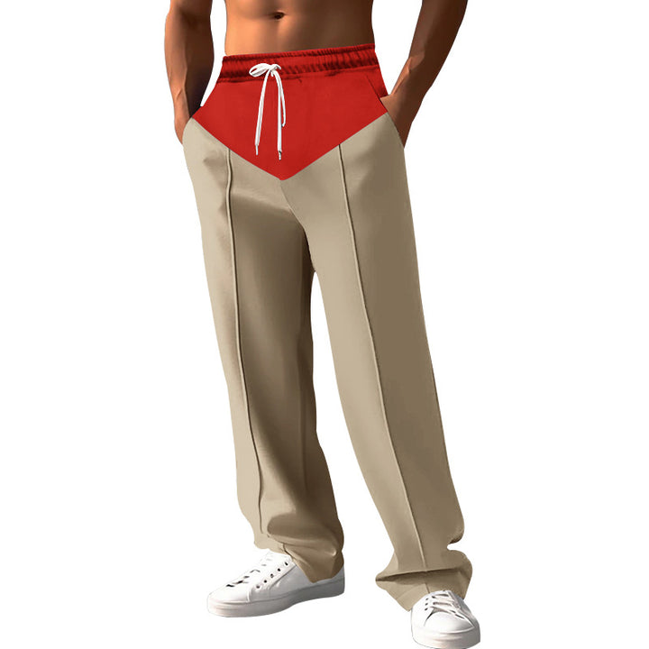 Men's Relaxed-Fit Sweatpants with V-Waist, Drawstring, Side Pockets, and Visible Crease Mune Fashion