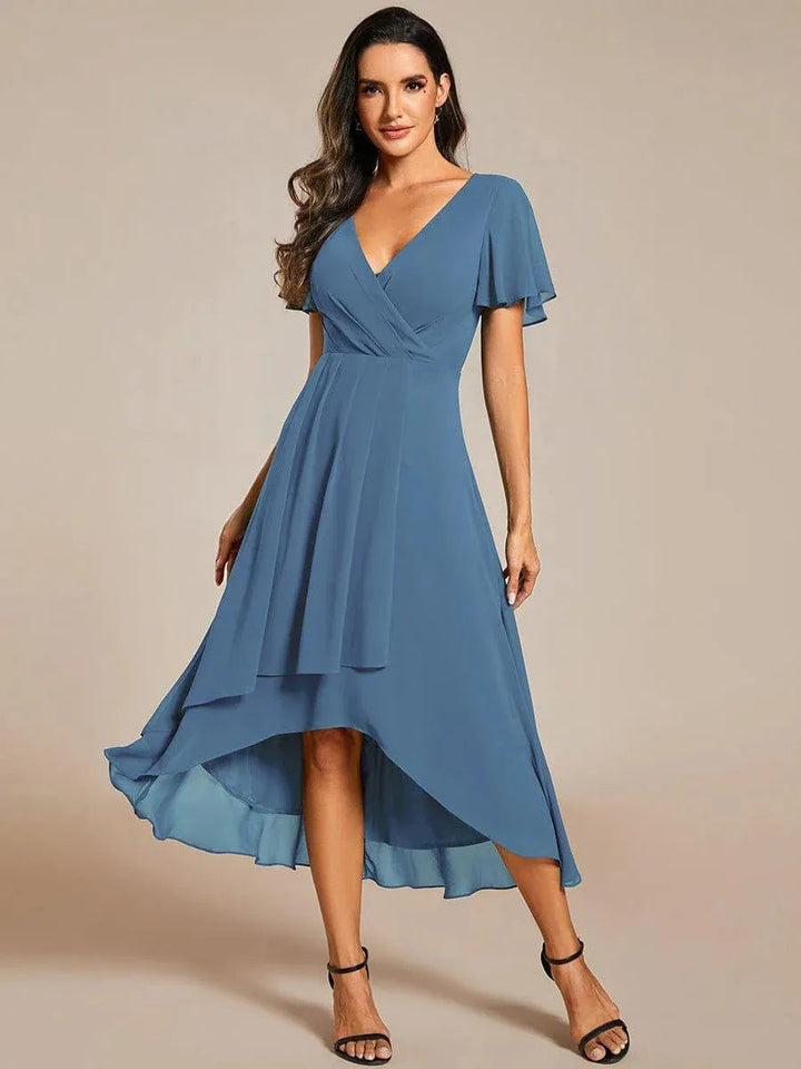 Women's Elegant Wrap Dress with Asymmetric Hem Mune Fashion