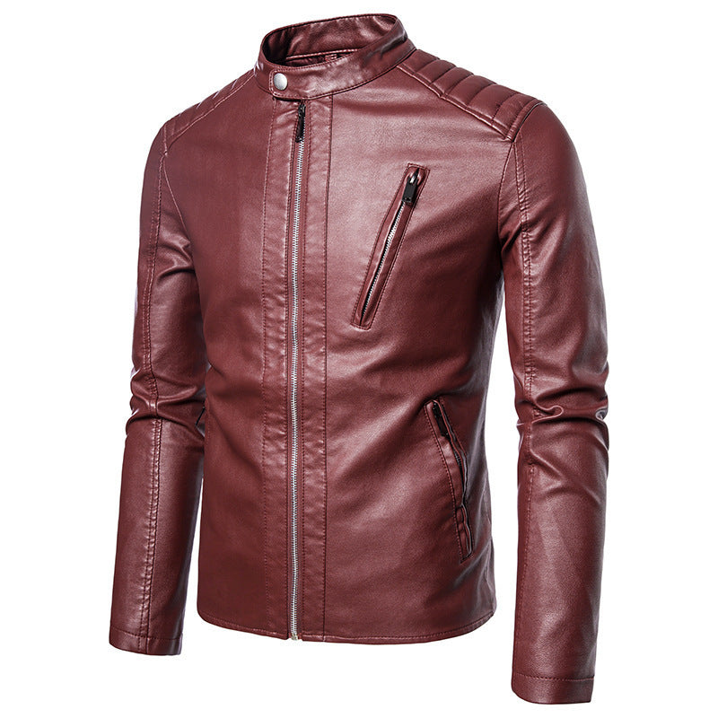 Men's Motorcycle Leather Jacket Mune Fashion