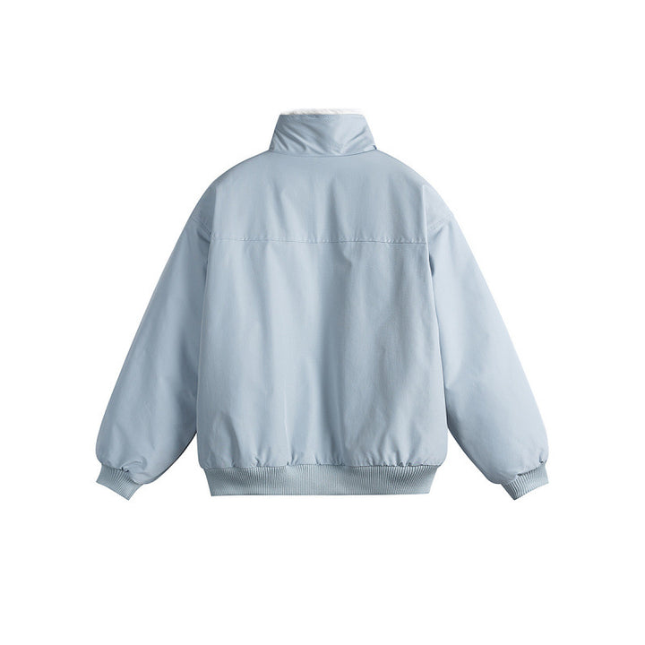 Women's Short Boxy Quilted Jacket with High Shawl Collar, Teddy Collar and Elastic Ribbed Cuffs Mune Fashion