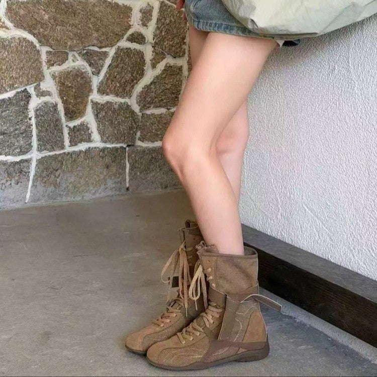 Women Fashionable and Comfortable Lace-Up Boots Mune Fashion
