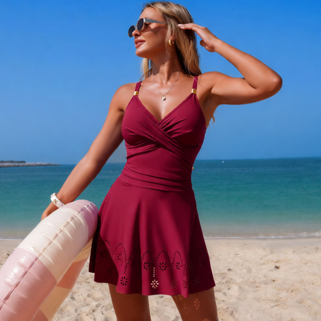 Women's swimsuit dress with floral cut-outs Mune Fashion