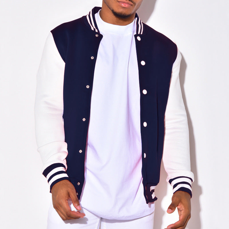 Men's Nano Retro Sports Bomber Jacket with Press Button Placket, Contrast Sleeves and Ribbed Cuffs Mune Fashion