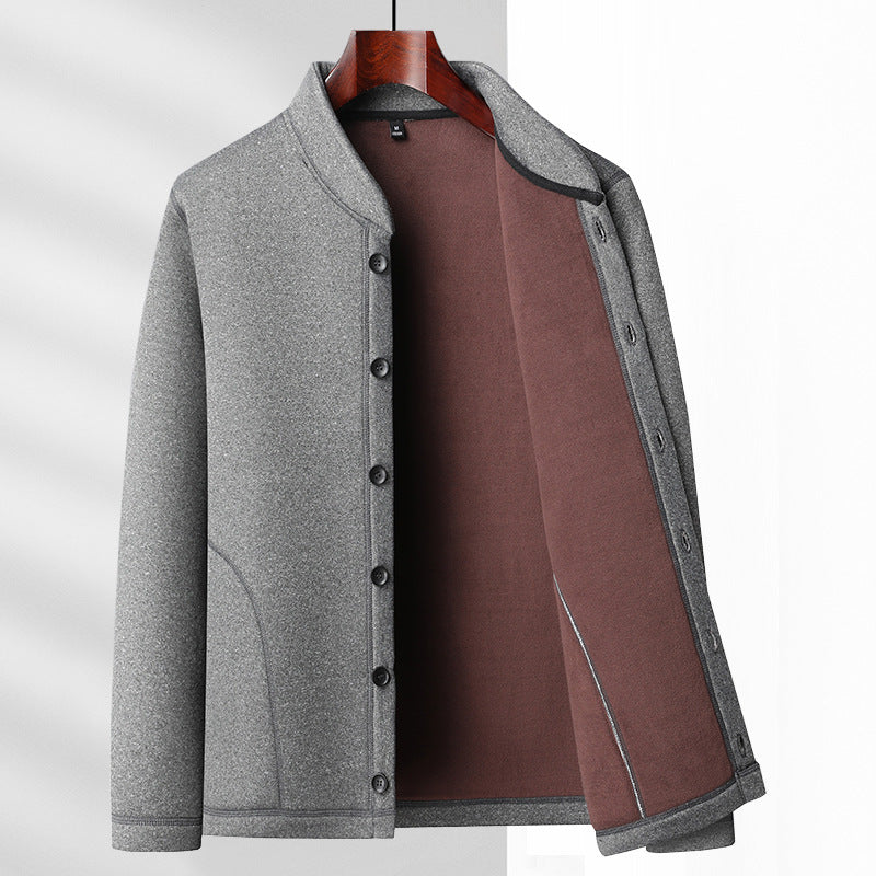 Men's casual stand-collar jacket with soft fleece inner side and concealed seam pockets Mune Fashion