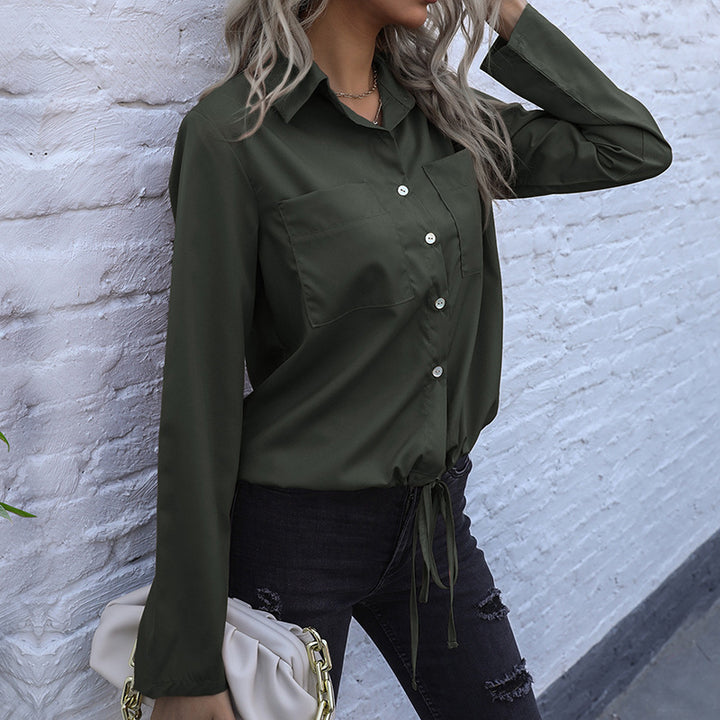 Women's shirt blouse with drawstring, chest pockets & loose fit Mune Fashion