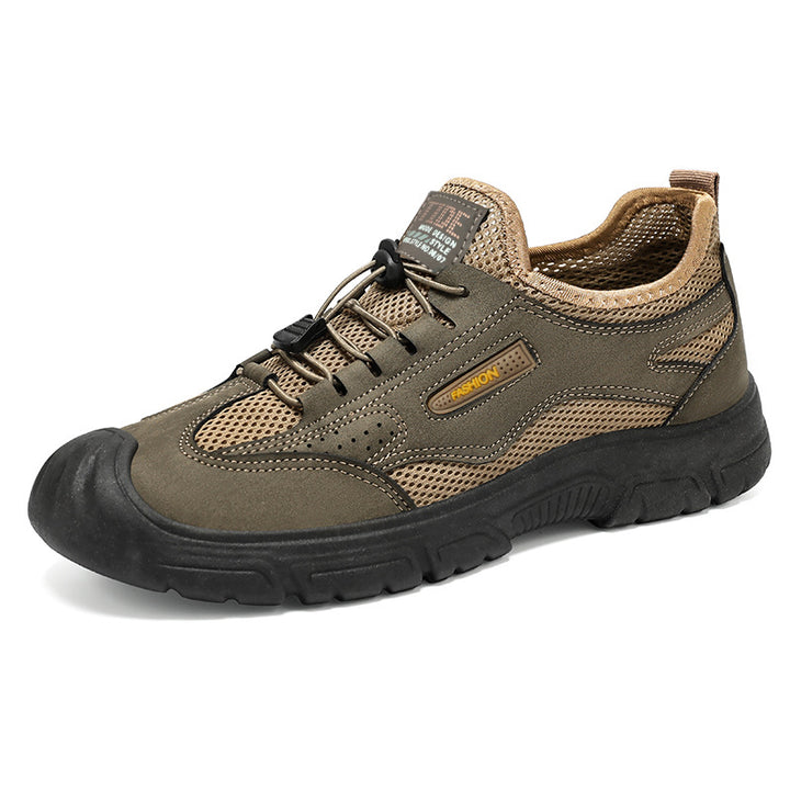 Men's sturdy mesh trekking shoe with reinforced rubber toe cap, quick-lace fastening, and grippy tread sole Mune Fashion