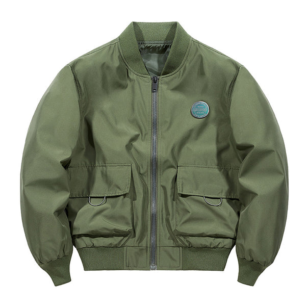 Men's  short-length military-inspired zip bomber jacket with dual flap cargo pockets and D-ring accents Mune Fashion