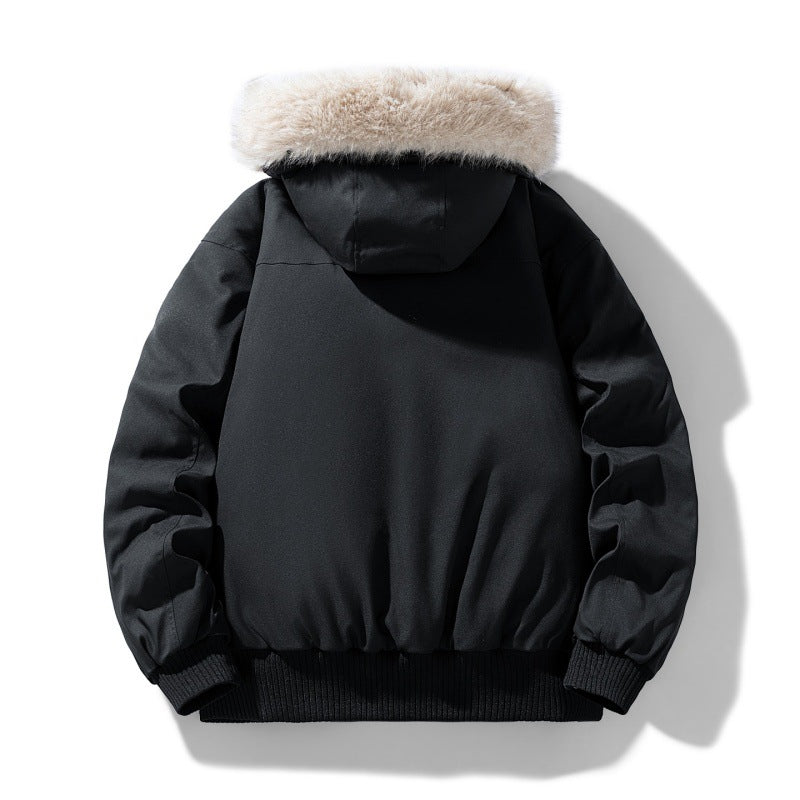 Men's padded winter jacket with hood and removable faux fur collar Mune Fashion