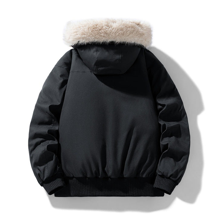 Men's padded winter jacket with hood and removable faux fur collar Mune Fashion