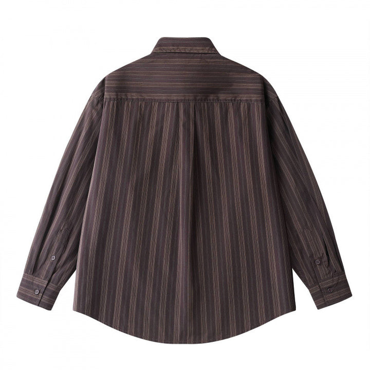 Unisex Oversize-Longsleeve Shirt in boxy cut with fine vertical structure and chest pocket Mune Fashion