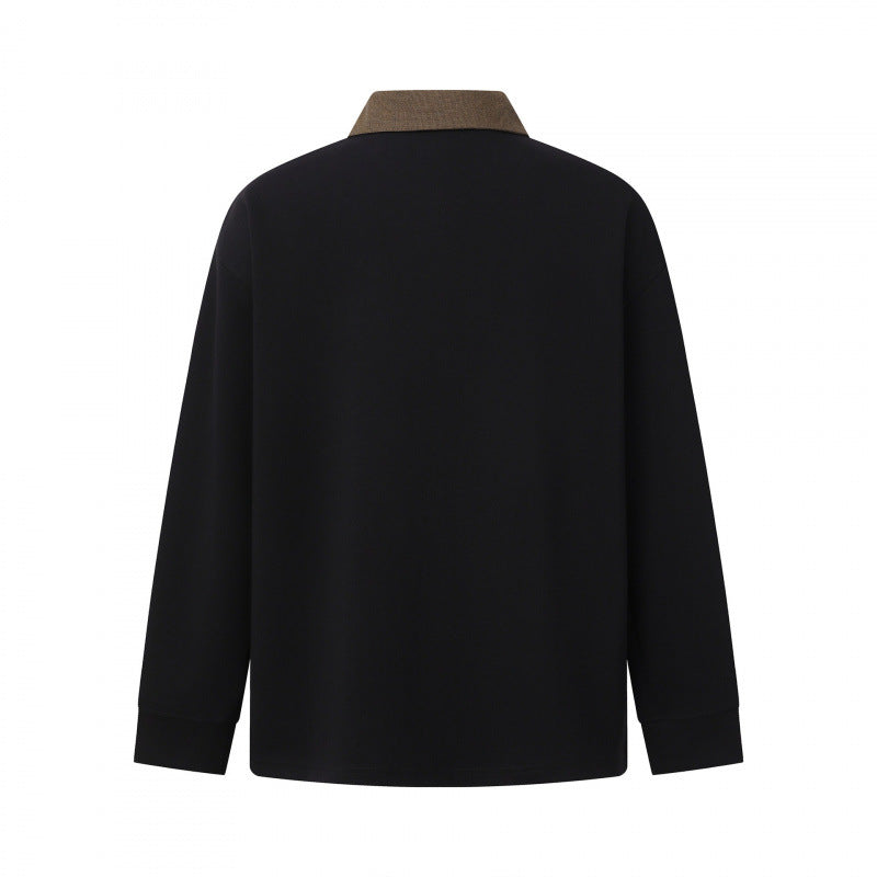 Men's Oversized Polo Shirt in Sweatshirt Style with Contrasting Collar Mune Fashion