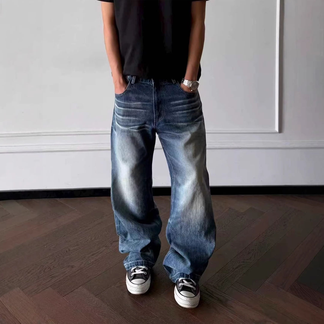 Men's Loose-Fit Denim Jeans with Vintage Effects Mune Fashion
