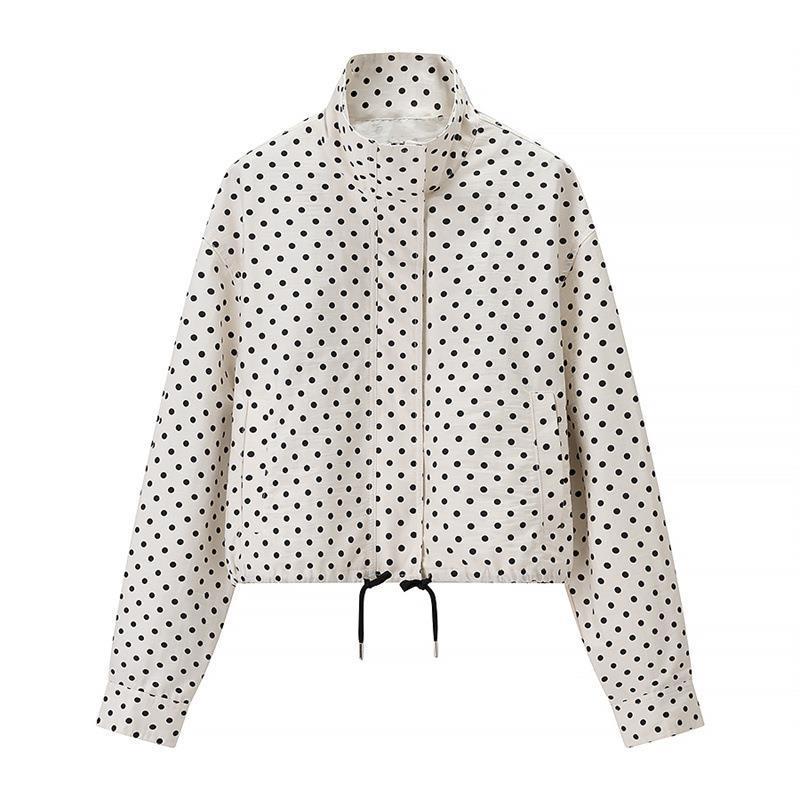 Women Two-Piece Polka Dot Blazer and Shorts Set with Volume Sleeves and High Waist Mune Fashion