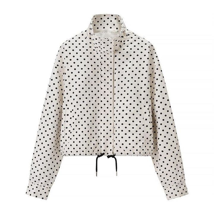 Women Two-Piece Polka Dot Blazer and Shorts Set with Volume Sleeves and High Waist Mune Fashion