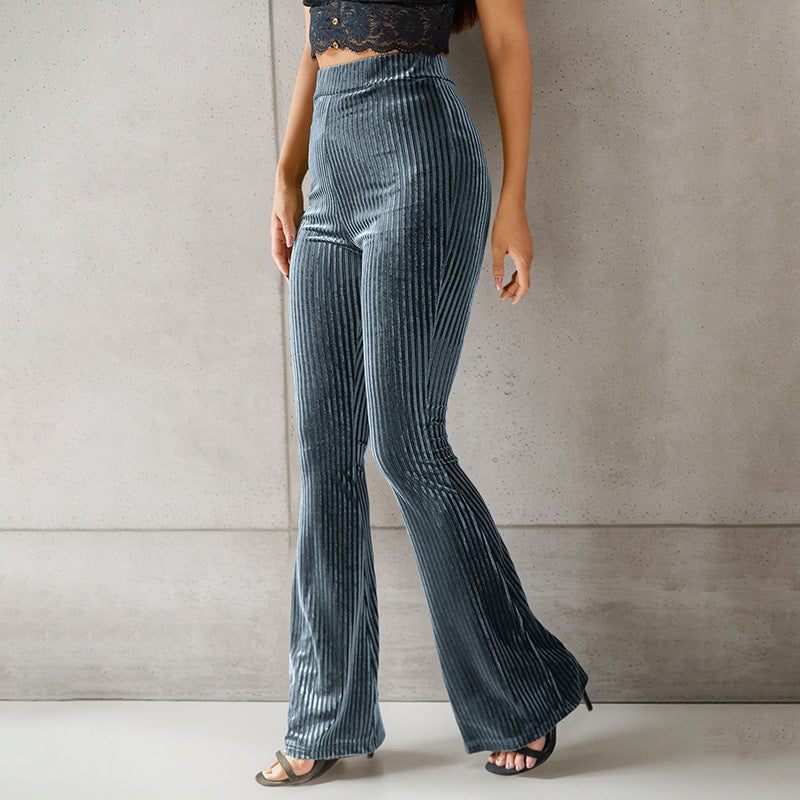 Women High-Quality Velvety Flared Pants Mune Fashion