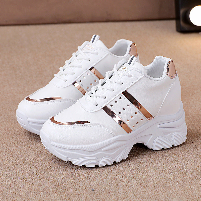 Ladies Fashion Platform Sneakers with Chunky Sole and Metallic Applications Mune Fashion