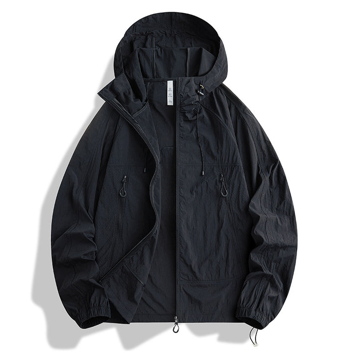 Men's Ultralight Hooded Wind Jacket with Pack Function, Mesh Lining & Zipper Pockets Mune Fashion