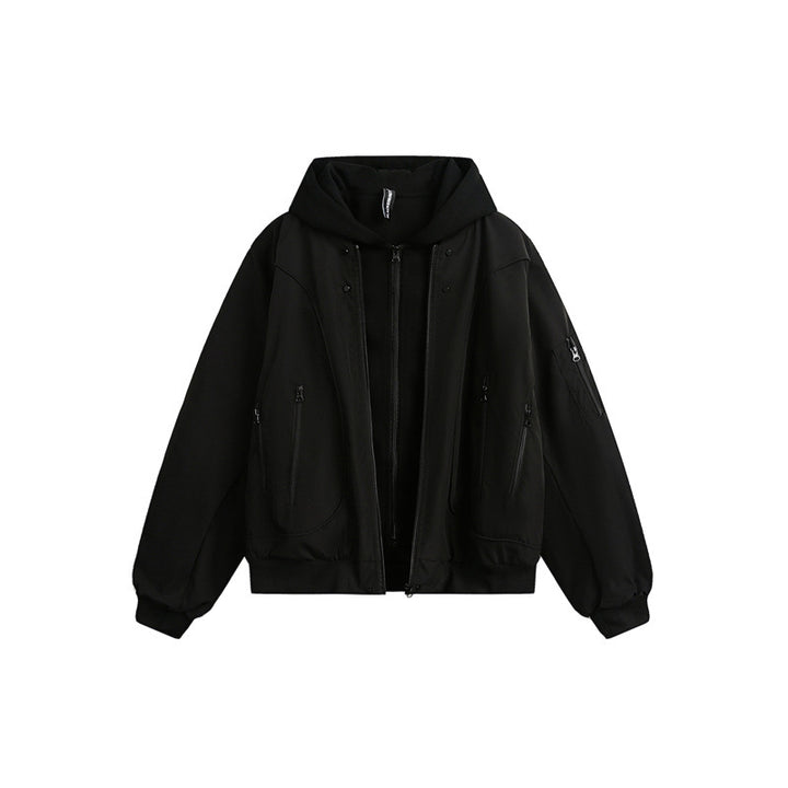 Unisex Layer Hooded Jacket with Integrated Inner Vest and Multifunctional Pockets Mune Fashion