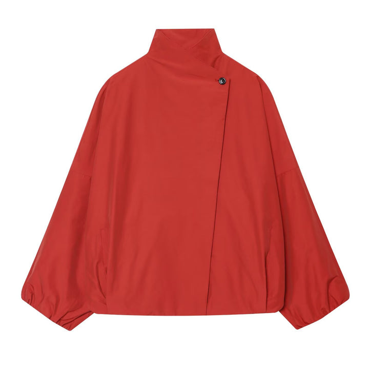 Women's Oversized Short Jacket with High Stand Collar and Balloon Sleeves Mune Fashion