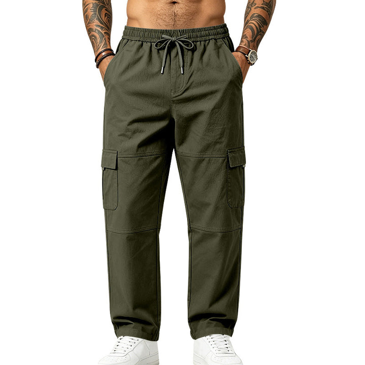 Men's Utility Cargo Pants with Elastic Drawstring, Knee Inserts and Multi-Pockets Mune Fashion