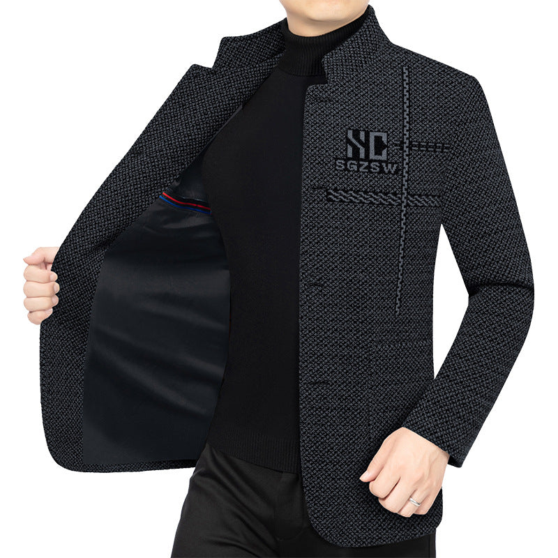 Men's Blazer-Cardigan with warming Teddy lining and Stand-up collar Mune Fashion