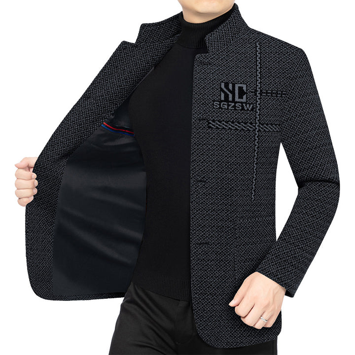 Men's Blazer-Cardigan with warming Teddy lining and Stand-up collar Mune Fashion