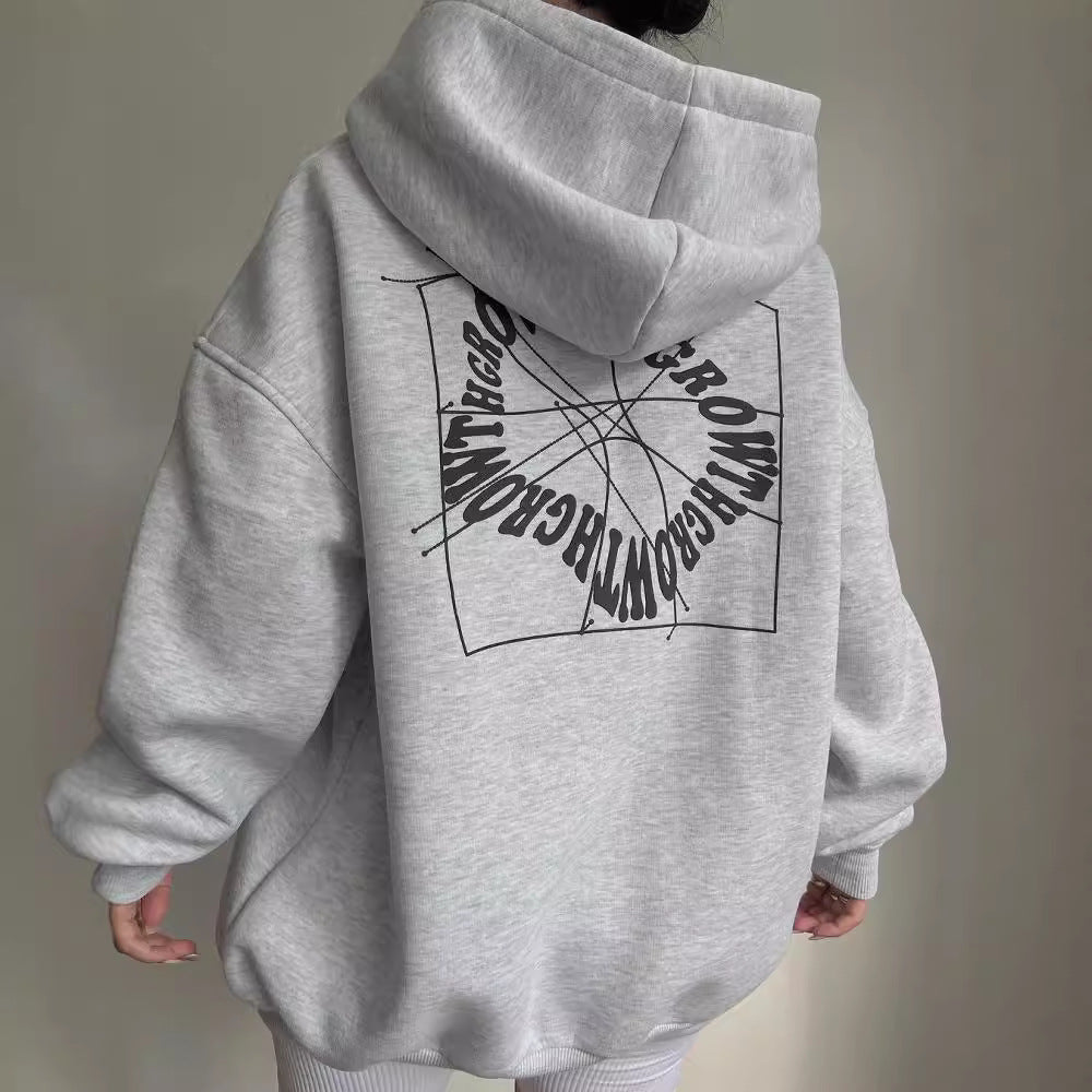 Ladies Oversize Hoodie with Graphic Print on the Back Mune Fashion