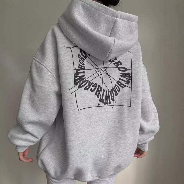 Ladies Oversize Hoodie with Graphic Print on the Back Mune Fashion