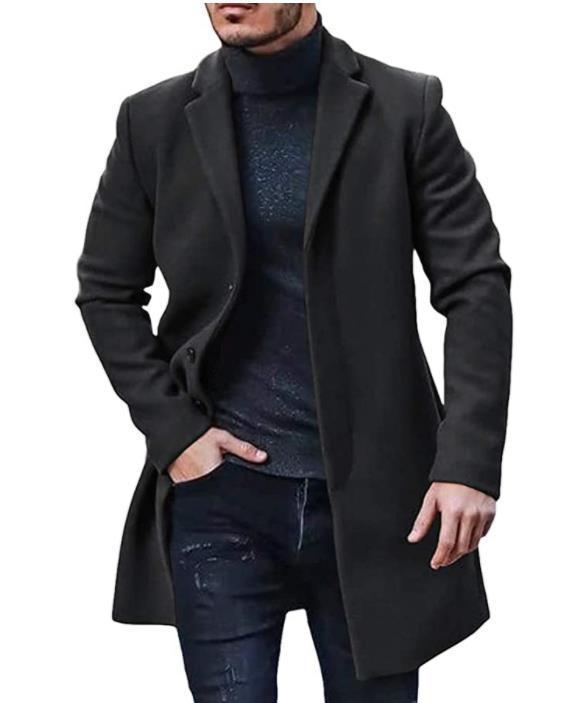 Men's medium-length wool blend coat with a slim silhouette and elegant button placket Mune Fashion