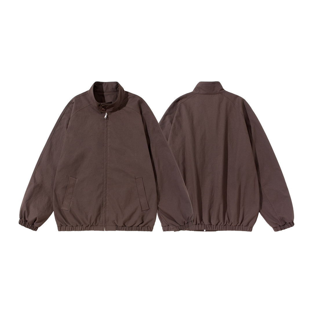Unisex Short Cut Boxy Blouson with Stand-up Collar, Collar Tab and Elastic Hem Mune Fashion