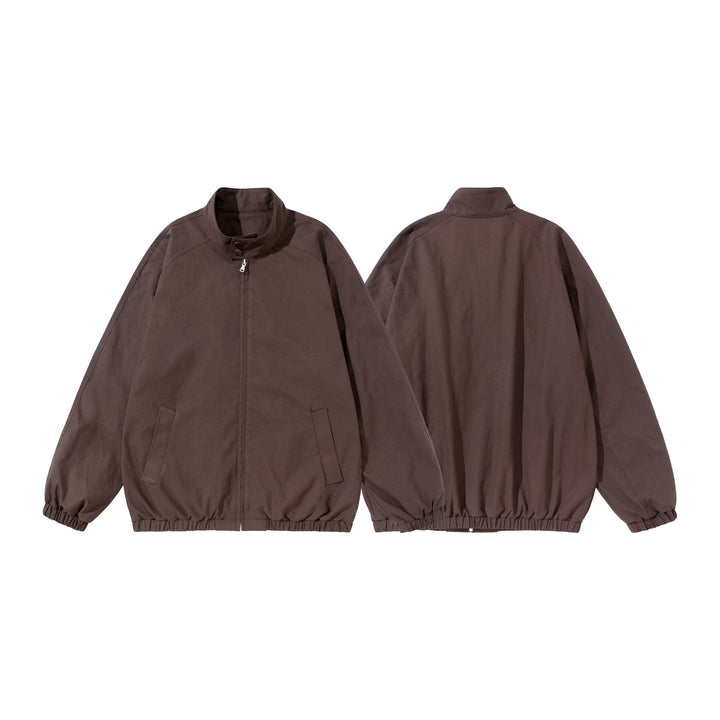 Unisex Short Cut Boxy Blouson with Stand-up Collar, Collar Tab and Elastic Hem Mune Fashion