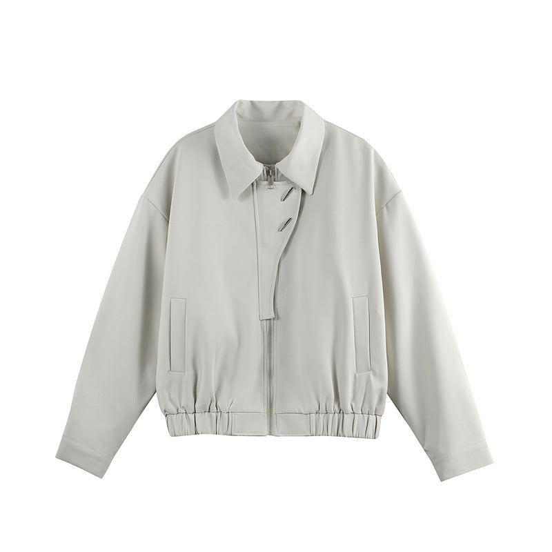 Unisex Lightweight Blouson with Lapel Collar, Hidden Zipper and Elastic Hem Mune Fashion