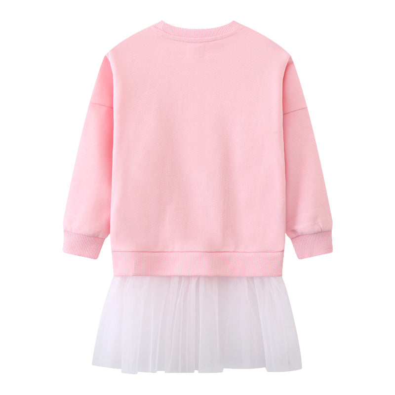 Girl's sweatshirt with tulle skirt and colorful ballerina appliqués Mune Fashion