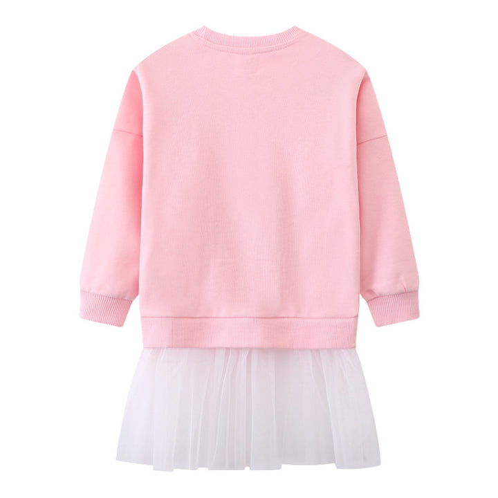 Girl's sweatshirt with tulle skirt and colorful ballerina appliqués Mune Fashion