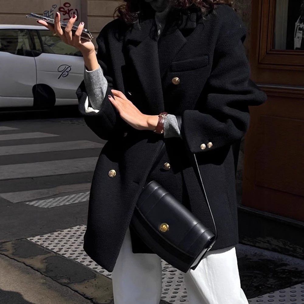 Women Stylish Oversized Blazer with Gold Buttons Mune Fashion