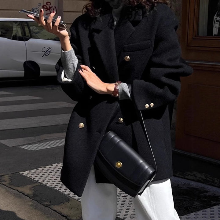 Women Stylish Oversized Blazer with Gold Buttons Mune Fashion