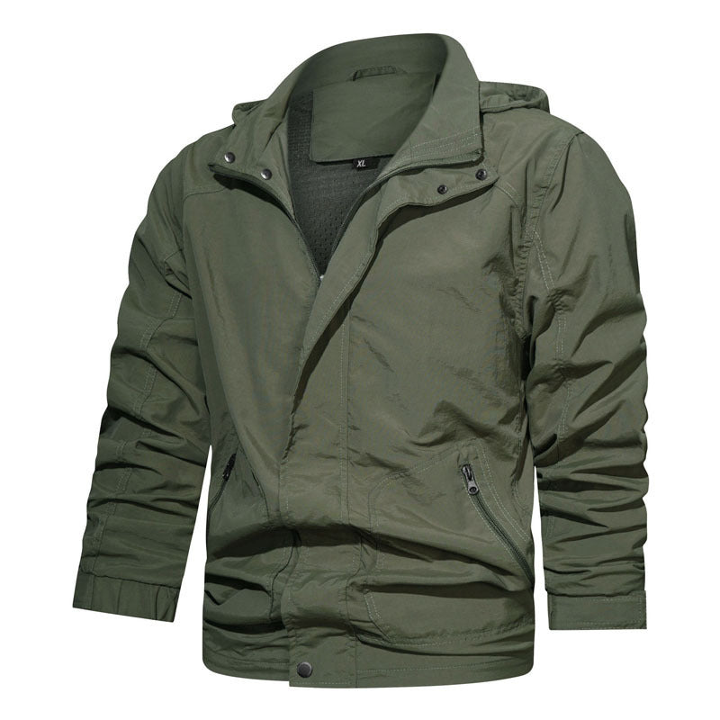 Men's Light Field Jacket with Hood, windproof shell and zippered pockets Mune Fashion