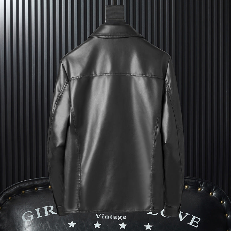 Men's smooth artificial leather field jacket with four patch pockets Mune Fashion
