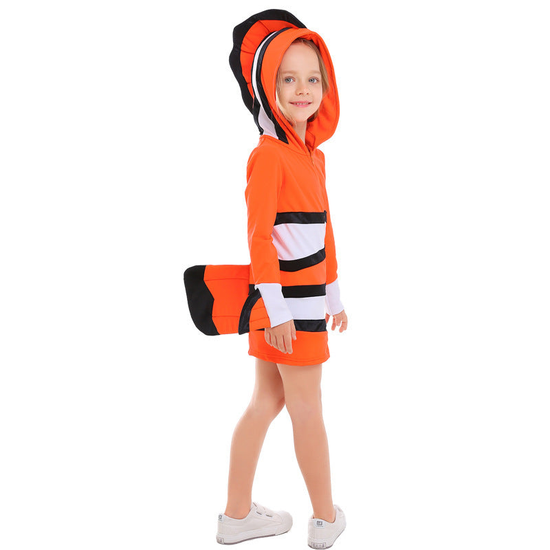 Ladies' animal costume in clownfish design with hood and colorful accents Mune Fashion