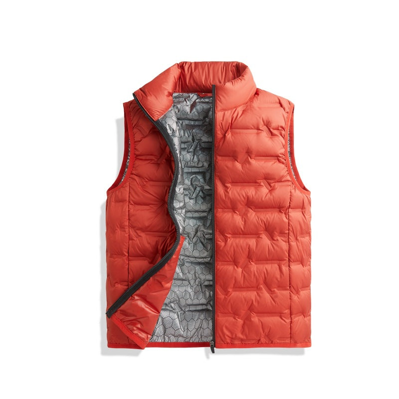 Men's Lightweight Down Look Vest with High Collar, Heat Panels & Concealed Insert Pockets Mune Fashion